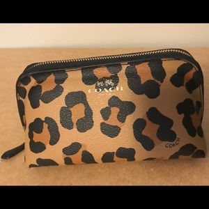 Authentic Coach Ocelot print leather cosmetic case